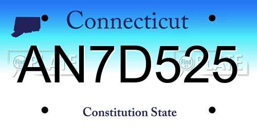 AN7D525 Connecticut License Plate