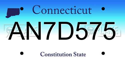 AN7D575 Connecticut License Plate