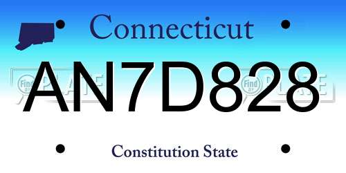 AN7D828 Connecticut License Plate