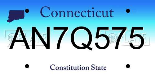 AN7Q575 Connecticut License Plate