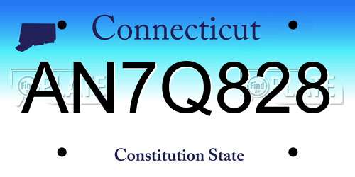 AN7Q828 Connecticut License Plate