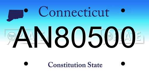 AN80500 Connecticut License Plate