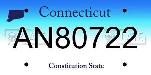 AN80722 Connecticut License Plate
