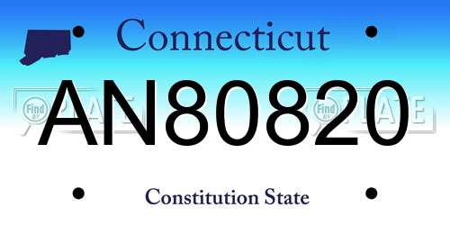 AN80820 Connecticut License Plate