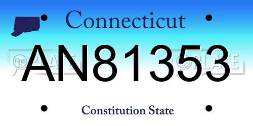 AN81353 Connecticut License Plate