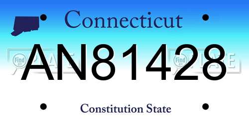 AN81428 Connecticut License Plate