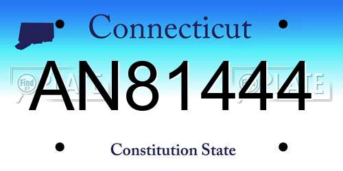 AN81444 Connecticut License Plate