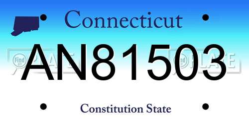 AN81503 Connecticut License Plate