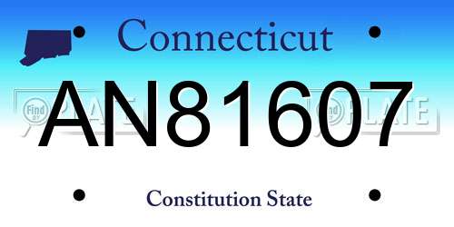 AN81607 Connecticut License Plate