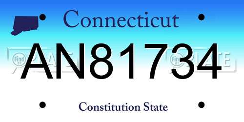 AN81734 Connecticut License Plate