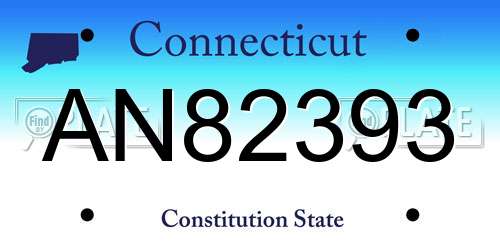 AN82393 Connecticut License Plate