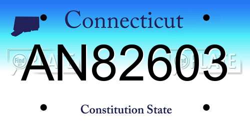 AN82603 Connecticut License Plate