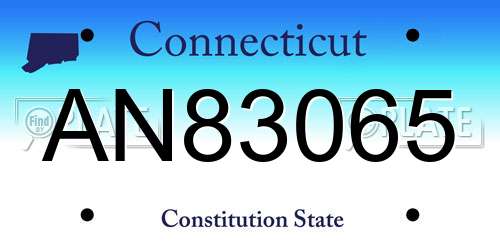 AN83065 Connecticut License Plate