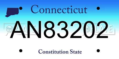 AN83202 Connecticut License Plate