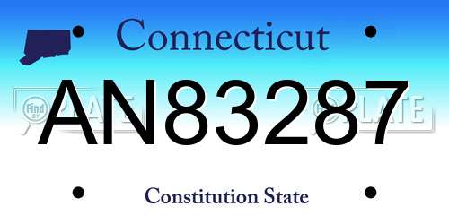 AN83287 Connecticut License Plate