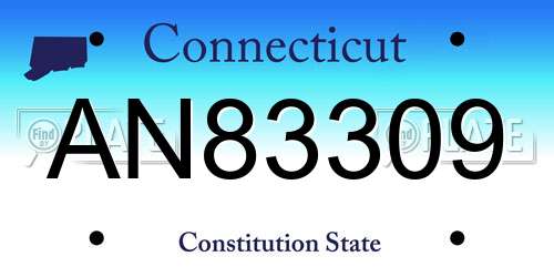 AN83309 Connecticut License Plate