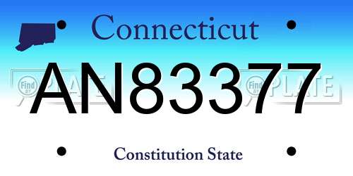 AN83377 Connecticut License Plate