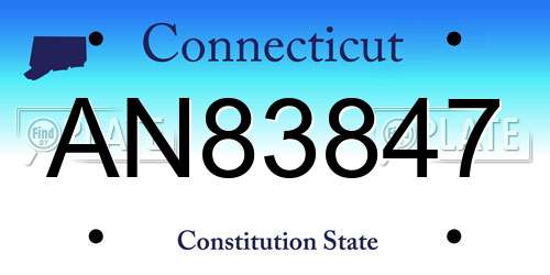 AN83847 Connecticut License Plate