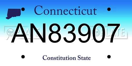 AN83907 Connecticut License Plate