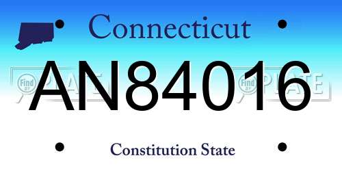 AN84016 Connecticut License Plate