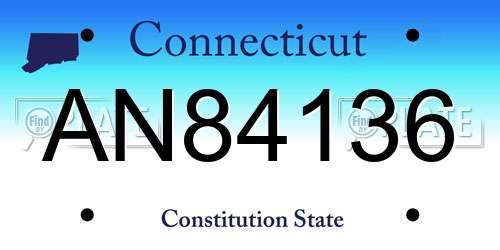 AN84136 Connecticut License Plate