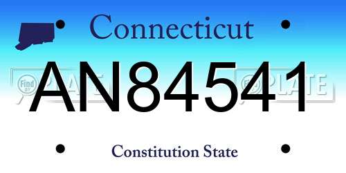 AN84541 Connecticut License Plate