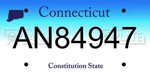 AN84947 Connecticut License Plate
