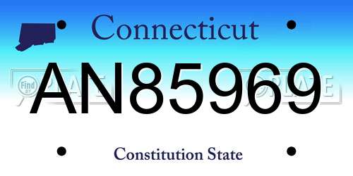 AN85969 Connecticut License Plate