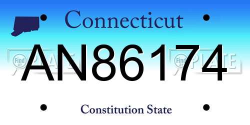 AN86174 Connecticut License Plate