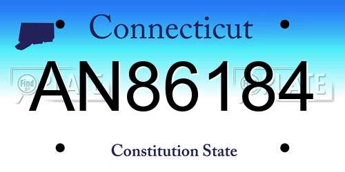 AN86184 Connecticut License Plate