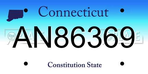 AN86369 Connecticut License Plate