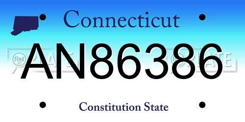 AN86386 Connecticut License Plate