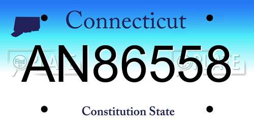 AN86558 Connecticut License Plate