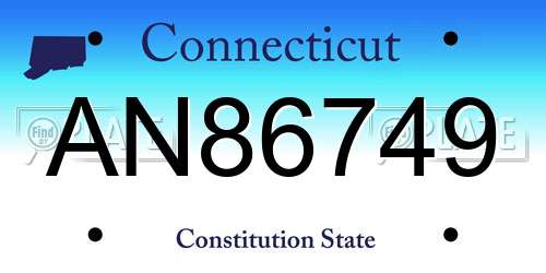 AN86749 Connecticut License Plate