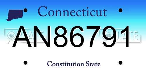 AN86791 Connecticut License Plate