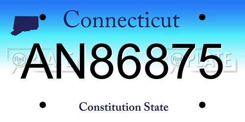 AN86875 Connecticut License Plate