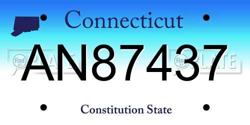 AN87437 Connecticut License Plate