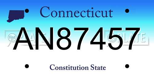 AN87457 Connecticut License Plate