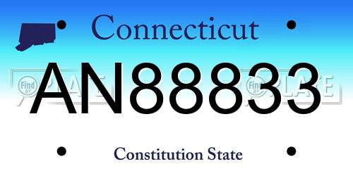 AN88833 Connecticut License Plate