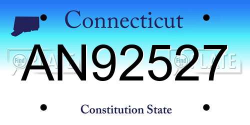 AN92527 Connecticut License Plate