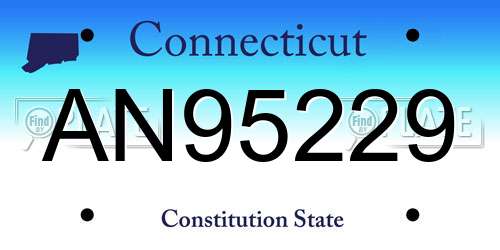 AN95229 Connecticut License Plate