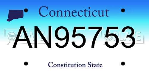 AN95753 Connecticut License Plate