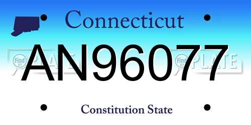 AN96077 Connecticut License Plate