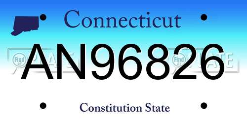 AN96826 Connecticut License Plate