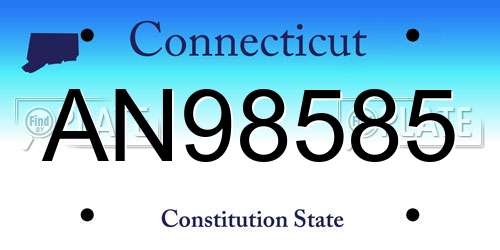 AN98585 Connecticut License Plate