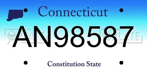 AN98587 Connecticut License Plate