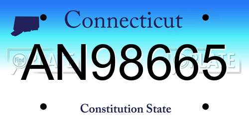 AN98665 Connecticut License Plate
