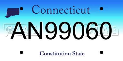 AN99060 Connecticut License Plate