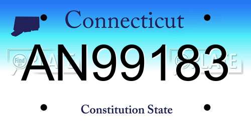 AN99183 Connecticut License Plate