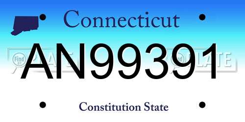 AN99391 Connecticut License Plate